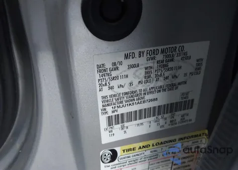 2010 Ford Expedition Limited from USA, damaged, VIN 1FMJU1K51AEB72688